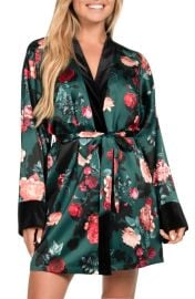 In Bloom by Jonquil Floral Velvet Trim Satin Wrap at Nordstrom