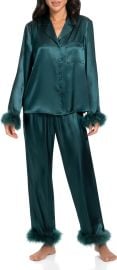 In Bloom by Jonquil Rory Feather Trim Satin Pajamas at Nordstrom Rack