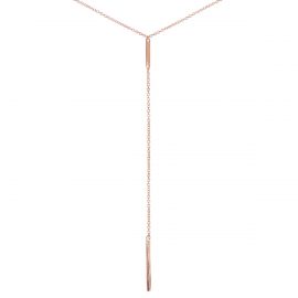 In Line Rose Gold Diamond Lariat at La Soula