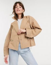 In Wear Mona cropped mac jacket in sand at Asos