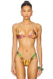 Indah Greta Printed Tiny Brazil Triangle Bikini Top In Equinox at Revolve