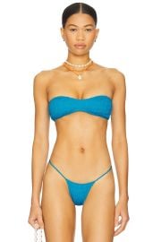 Indah Meeyah Solid Smocked Bandeau Bikini Top In Jellyfish at Revolve