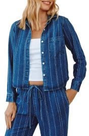 Indigo Stripe Crop Tencel™ Button-Up Shirt at Nordstrom