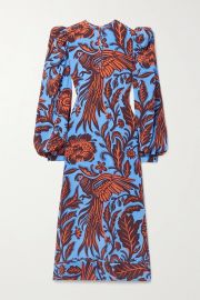 Indus Valley printed silk crepe de chine midi dress at Net a Porter