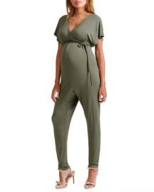 Ingrid  amp  Isabel Maternity Cross-Front Jersey Jumpsuit at Neiman Marcus