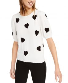 Intarsia Heart Short-Sleeve Sweater at Macys