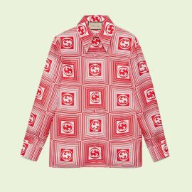 Interlocking G Check Silk Shirt by Gucci at Gucci