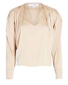 Intermix Shayla Pleated Silk Top at Intermix