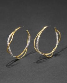 Intertwined Gold Two Tone Pave Hoop Earring at Alexis Bittar