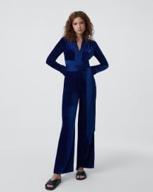 Inti Velvet Wide Leg Wrap Jumpsuit by Diane von Furstenberg at DvF