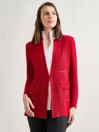 Inverted Notch Collar Tailored Knit Jacket at Misook