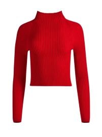 Irena Mock Neck Cropped Pullover In Bright Poppy  Alice And Olivia at Alice + Olivia