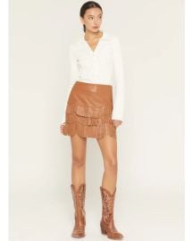 Irene Fringe Faux Leather Skirt at Idyllwind