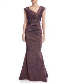 Iridescent Gazar V-Neck Gown by Talbot Runhof at Neiman Marcus