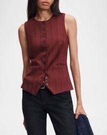 Irina Striped Ponte-Jacquard Vest at Neiman Marcus