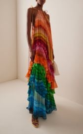 Iris Ruffled Pliss Georgette Maxi Dress By Almais at Moda Operandi