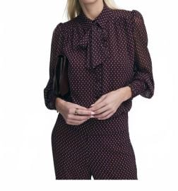Iris Setlakwe Shirring Detail And Tie Blouse In Plum ShopSimon at Shop Simon