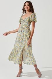 Irma Floral Puff Sleeve Midi Dress ASTR The Label at ASTR The Label