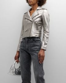 Iro Asheville Cropped Metallic Leather Jacket at Neiman Marcus