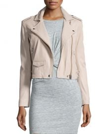 Iro Ashville Cropped Leather Jacket pink sand at Neiman Marcus