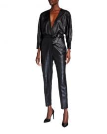 Iro Healyspe Leather Belted Jumpsuit at Neiman Marcus