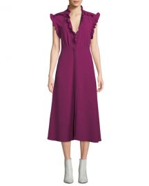 Iro Hurray Ruffle Split-Hem Midi Dress at Neiman Marcus