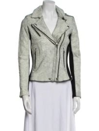 Iro Ilaria Ribbed Knit paneled Cracked leather Biker Jacket at The Real Real