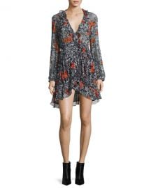 Iro Villia Printed Wrap Mini Dress w  Ruffled Trim at Neiman Marcus