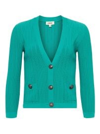 Irvin Pointelle Knit Cardigan in LagoonAnt Nickel L39AGENCE at L'Agence