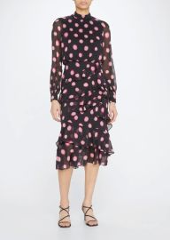 Isa Mock-Neck Floral-Print Silk Midi Dress at Bergdorf Goodman