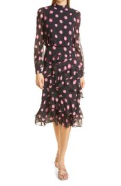 Isa Polka Dot Devore Satin Dress at Nordstrom