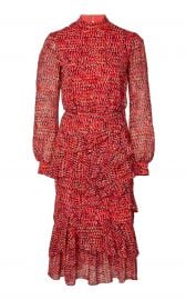 Isa Ruffled Printed Silk-Chiffon Midi Dress at Moda Operandi