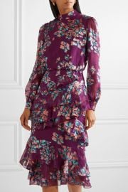 Isa ruffled floral-print devoré-chiffon midi dress at Net A Porter