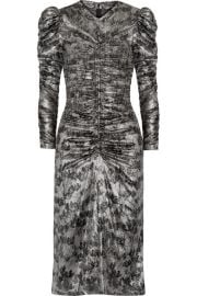 Isabel Marant   Damia ruched printed silk-blend lam   midi dress at Net A Porter