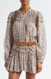 Isabel Marant Étoile Christa Print Cotton Ruffled Button-Up Shirt at Nordstrom