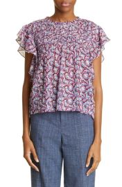 Isabel Marant Étoile Layona Flutter Sleeve Cotton Top at Nordstrom