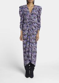 Isabel Marant Albini Floral-Print Ruched Midi Dress - at Bergdorf Goodman