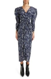 Isabel Marant Albini Marble Print Ruched Silk Dress at Nordstrom