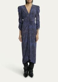 Isabel Marant Albini Mosaic Ruched Stretch Silk Dress - at Bergdorf Goodman