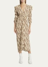 Isabel Marant Albini Ruched Printed Midi Silk Dress - at Bergdorf Goodman