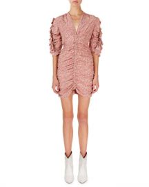 Isabel Marant Andor Floral Ruched-Seam Mini Dress at Neiman Marcus