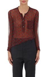 Isabel Marant Boden Crinkled Silk Chiffon Henley at Barneys