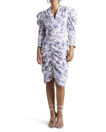 Isabel Marant Celina Floral-Print Ruched Puff-Sleeve Dress at Neiman Marcus