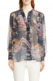 Isabel Marant Daws Dragon Print Silk Blend Shirt at Nordstrom