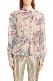 Isabel Marant Debby Twist Neck Dragon Print Silk Blend Blouse   Nordstrom at Nordstrom