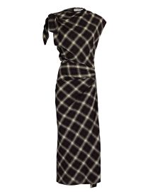 Isabel Marant Eacutetoile Naerys Off-The-Shoulder Plaid Midi Dress reg at Intermix