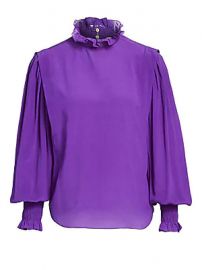 Isabel Marant Etoile - Yoshi Ruffle-Neck Silk Blouse at Saks Fifth Avenue