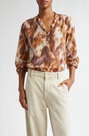 Isabel Marant Etoile Maria Print Cotton Shirt in Ecru Ochre at Nordstrom Rack
