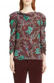 Isabel Marant Floral Print Ruched Sleeve Blouse at Nordstrom