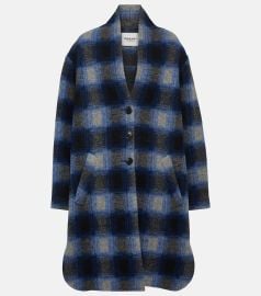 Isabel Marant Gabriel Navy Plaid Coat at Mytheresa